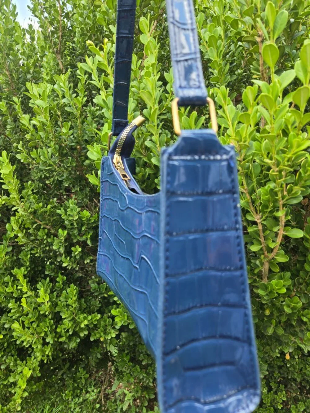 ROYAL BLUE Faux Reptile Texture Shoulder bag